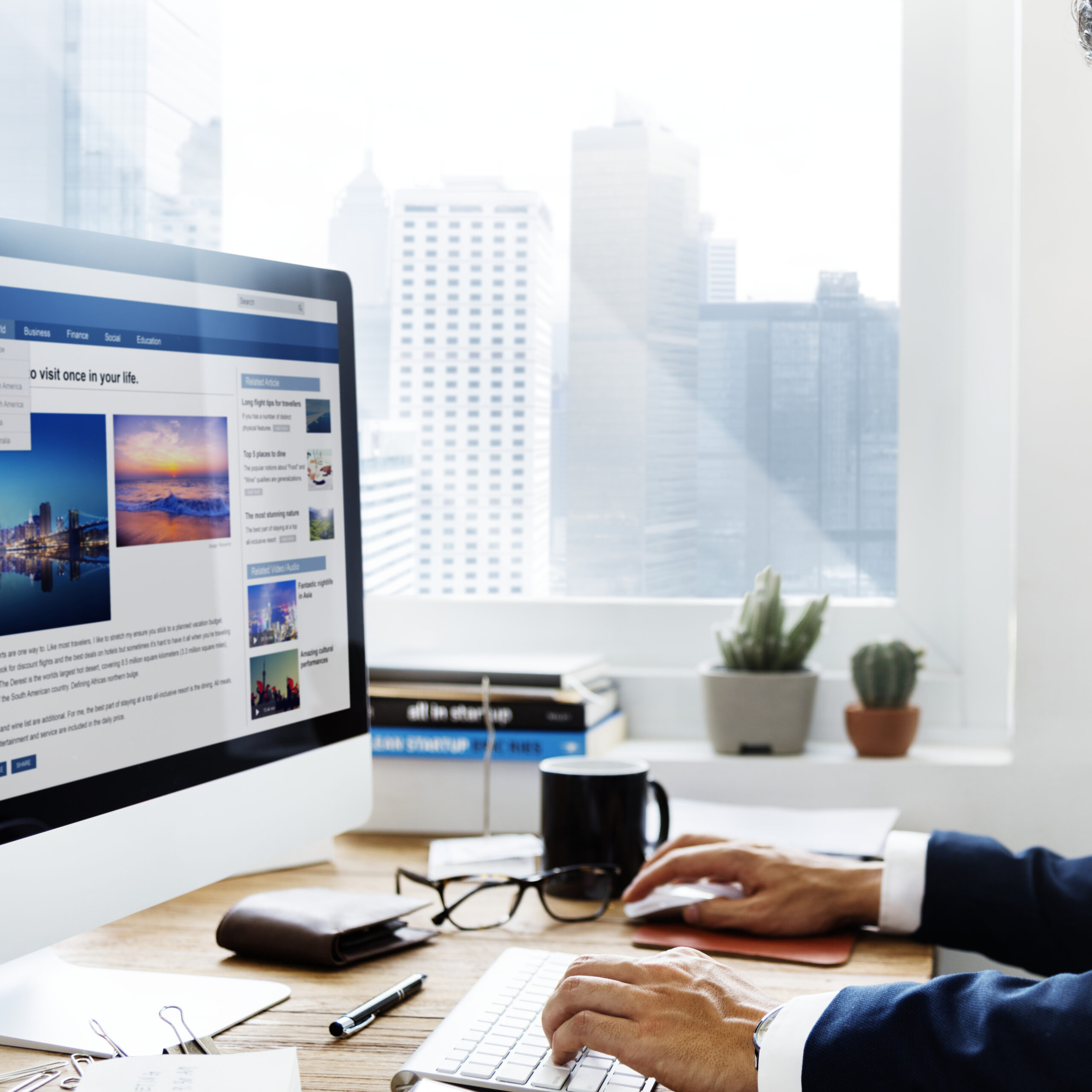 Businessman Working Using Computer Information Concept